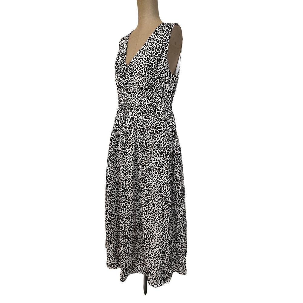 J.Crew Midi Dress Brown Leopard Crepe de Chine Sleeveless A-line Hyacinth - Picture 5 of 8
